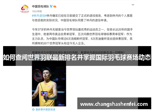如何查阅世界羽联最新排名并掌握国际羽毛球赛场动态